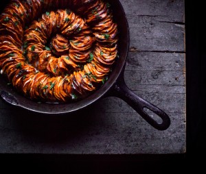 Crispy Sweet Potato Roast with Herbed Coconut Crème Fraîche